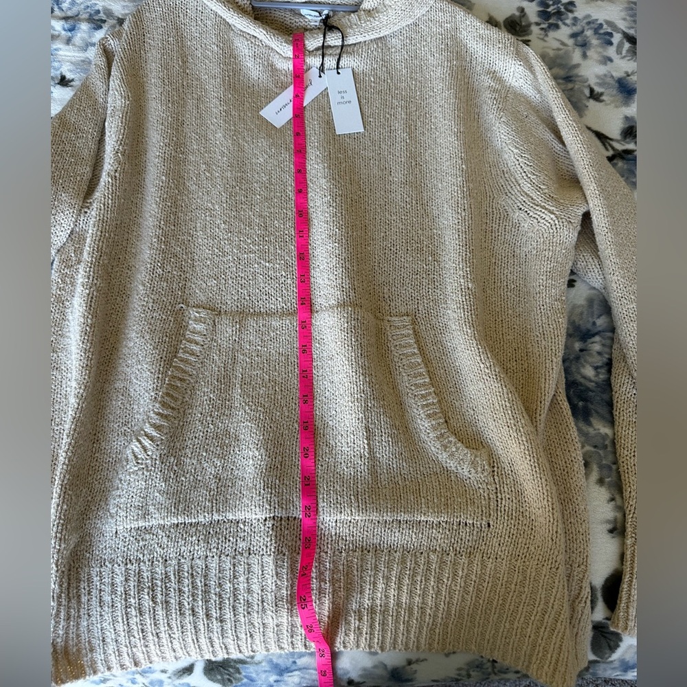 Unsubscribed Tan Oversized Knit Hoodie Sweater | Cozy Neutral | Women’s Medium - Picture 9 of 12